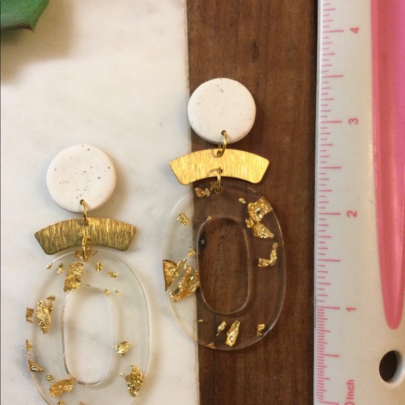 Polymer clay and brass earrings - Picture 5 of 5